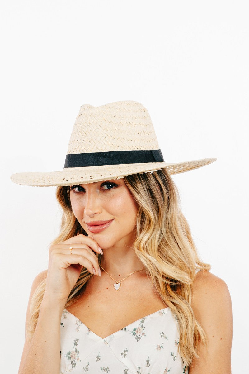 Fame Basket Weave Straw Sun Hat - Tippy Jean