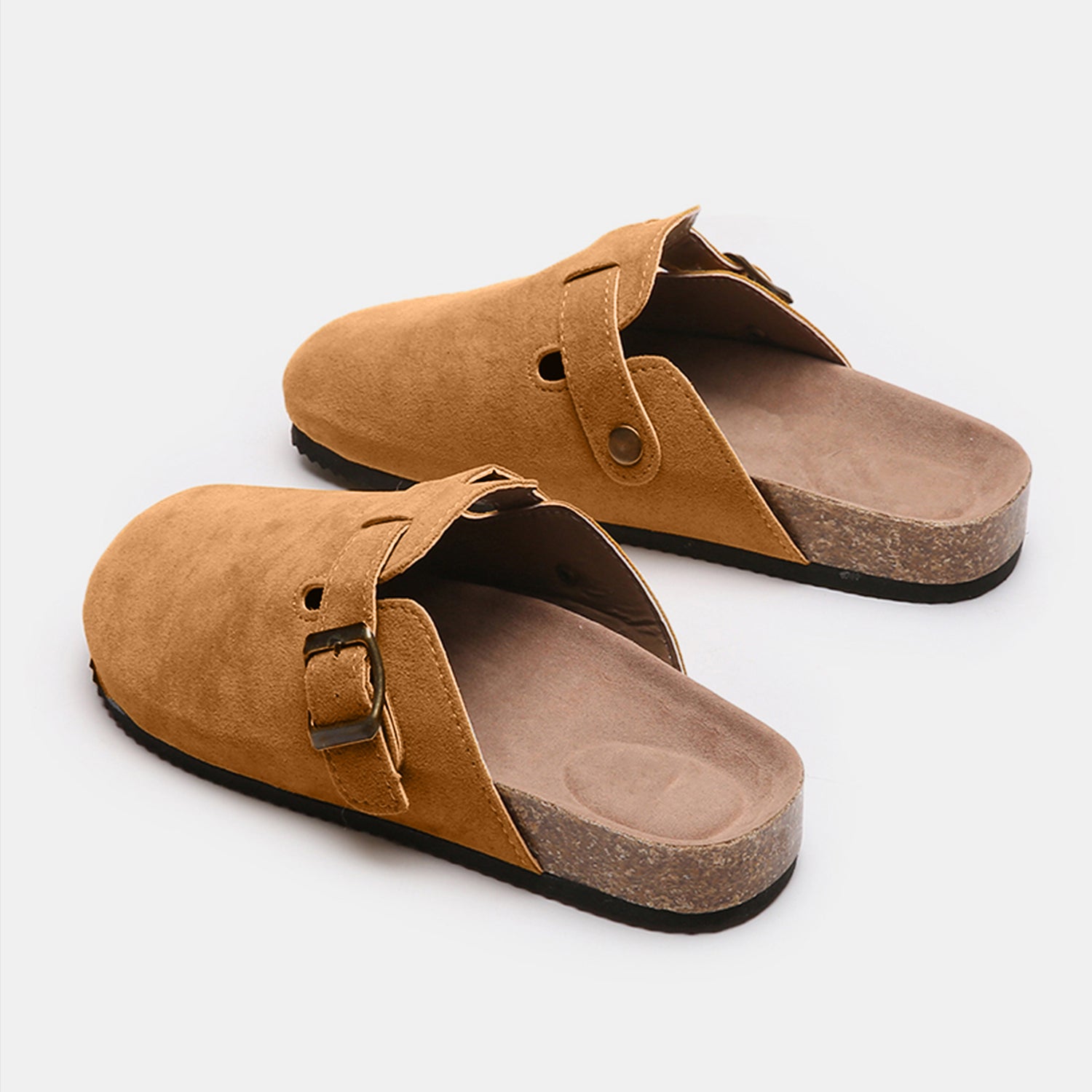 Suede Closed Toe Buckle Slide - Tippy Jean