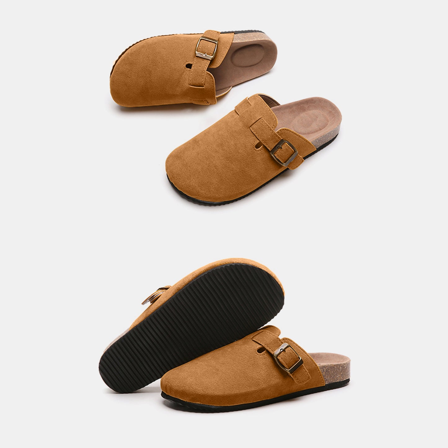 Suede Closed Toe Buckle Slide - Tippy Jean