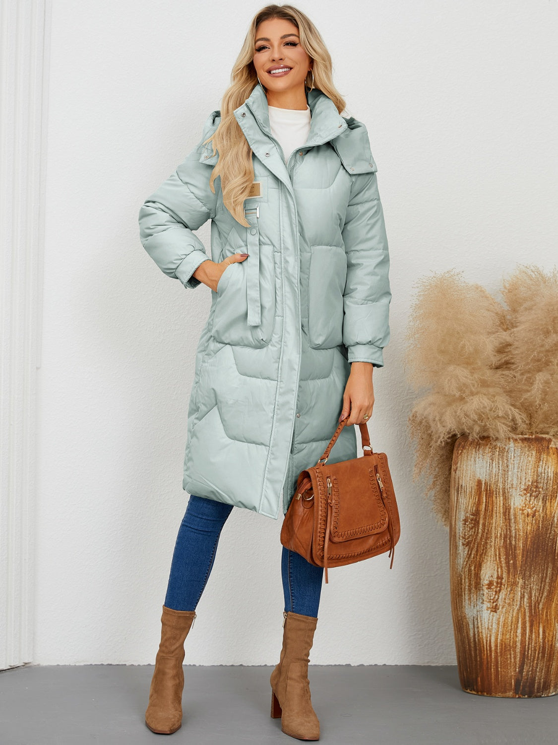 Long Sleeve Longline Hooded Winter Coat - Tippy Jean