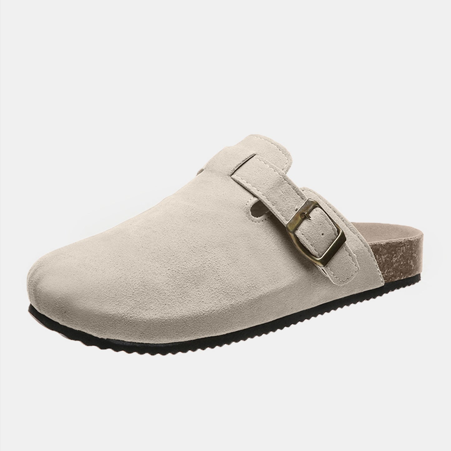 Suede Closed Toe Buckle Slide - Tippy Jean