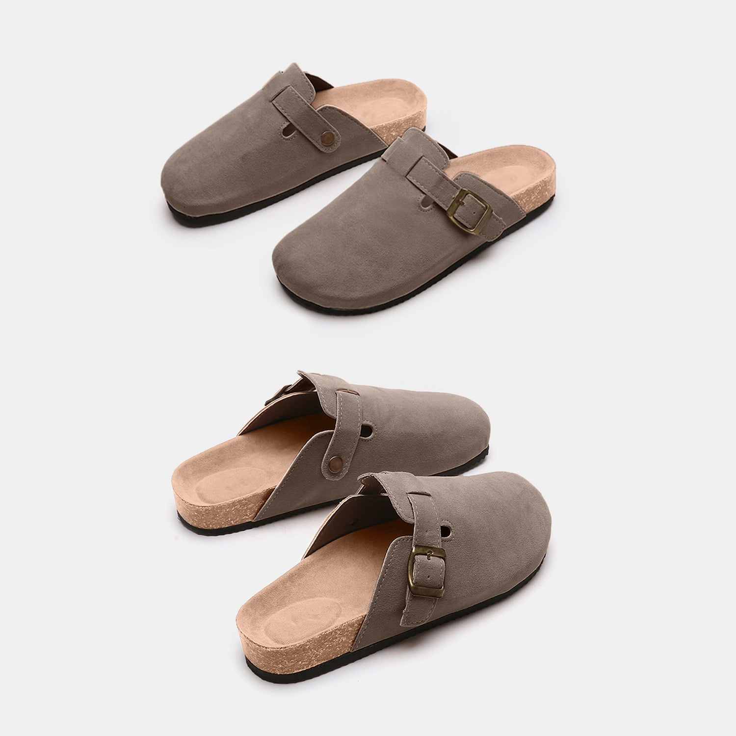 Suede Closed Toe Buckle Slide - Tippy Jean