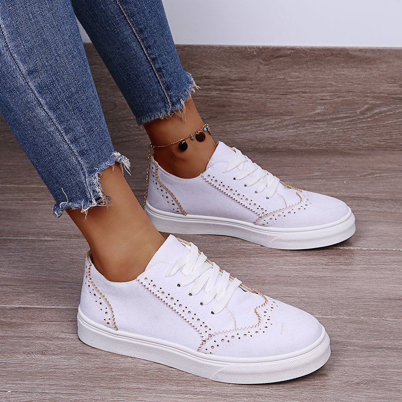 Lace-Up Suedette Flat Sneakers - Tippy Jean