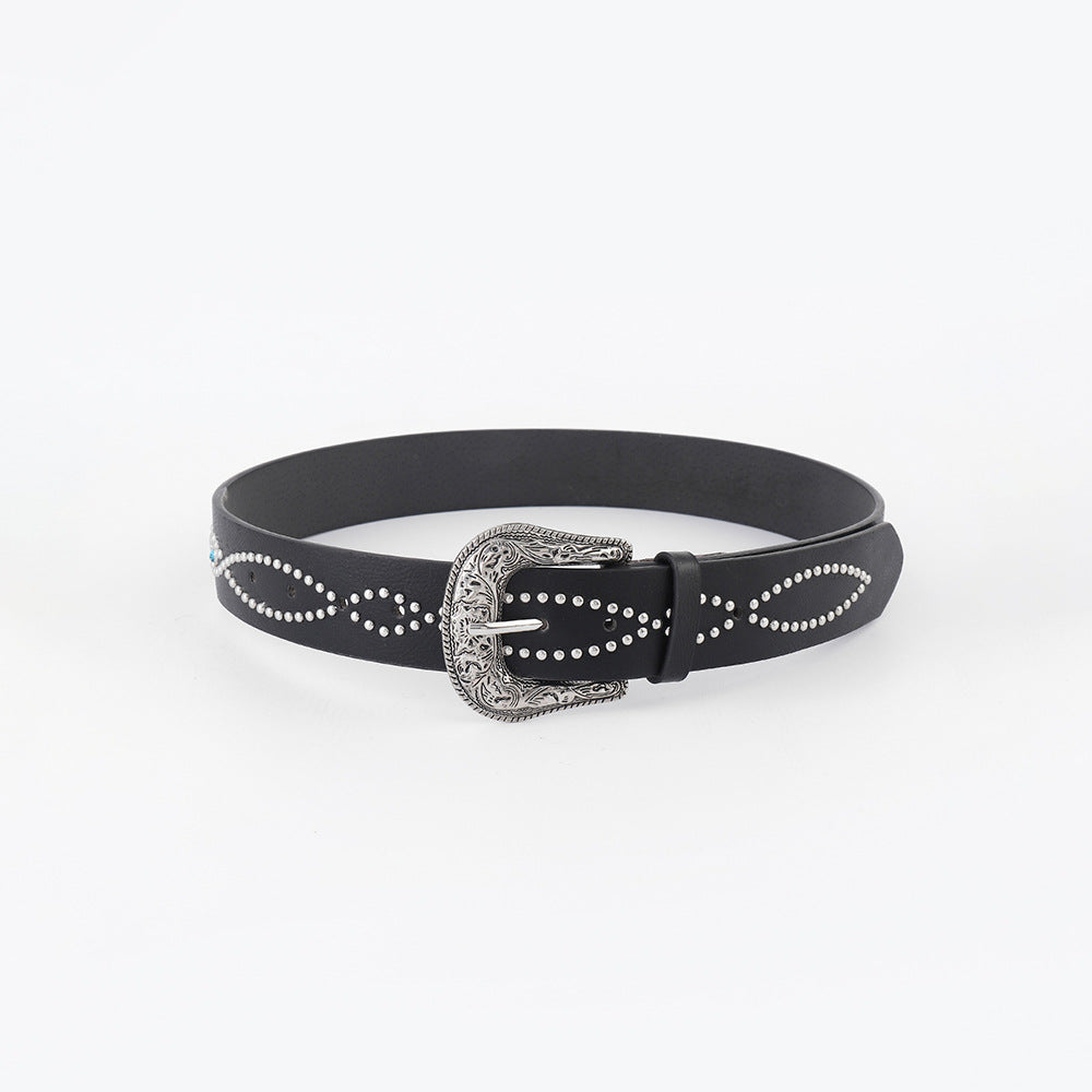 PU Leather Rhinestone Belt - Tippy Jean