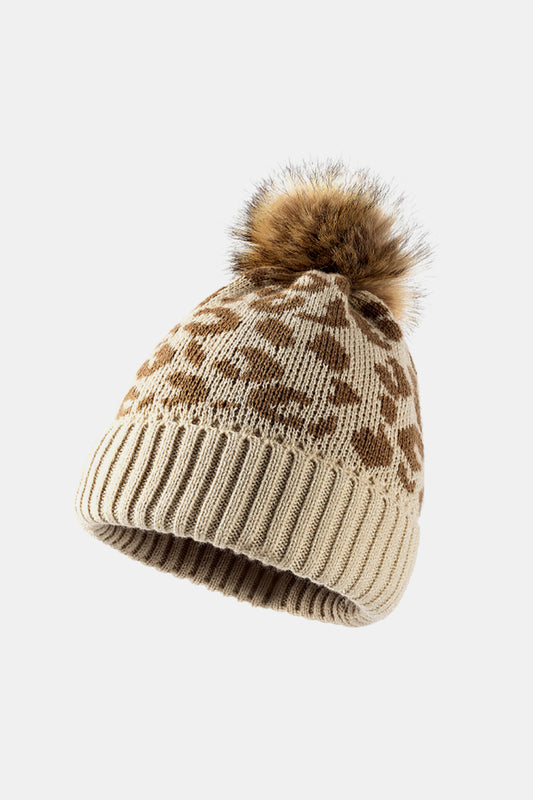 Leopard Pom-Pom Cuffed Beanie - Tippy Jean