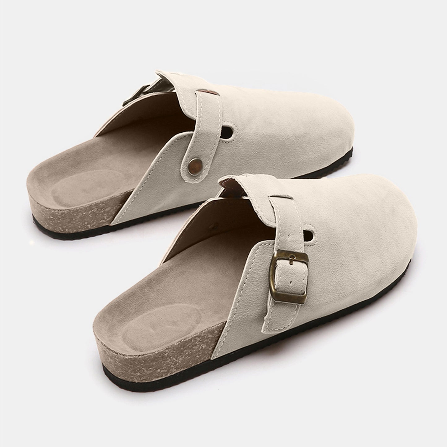 Suede Closed Toe Buckle Slide - Tippy Jean