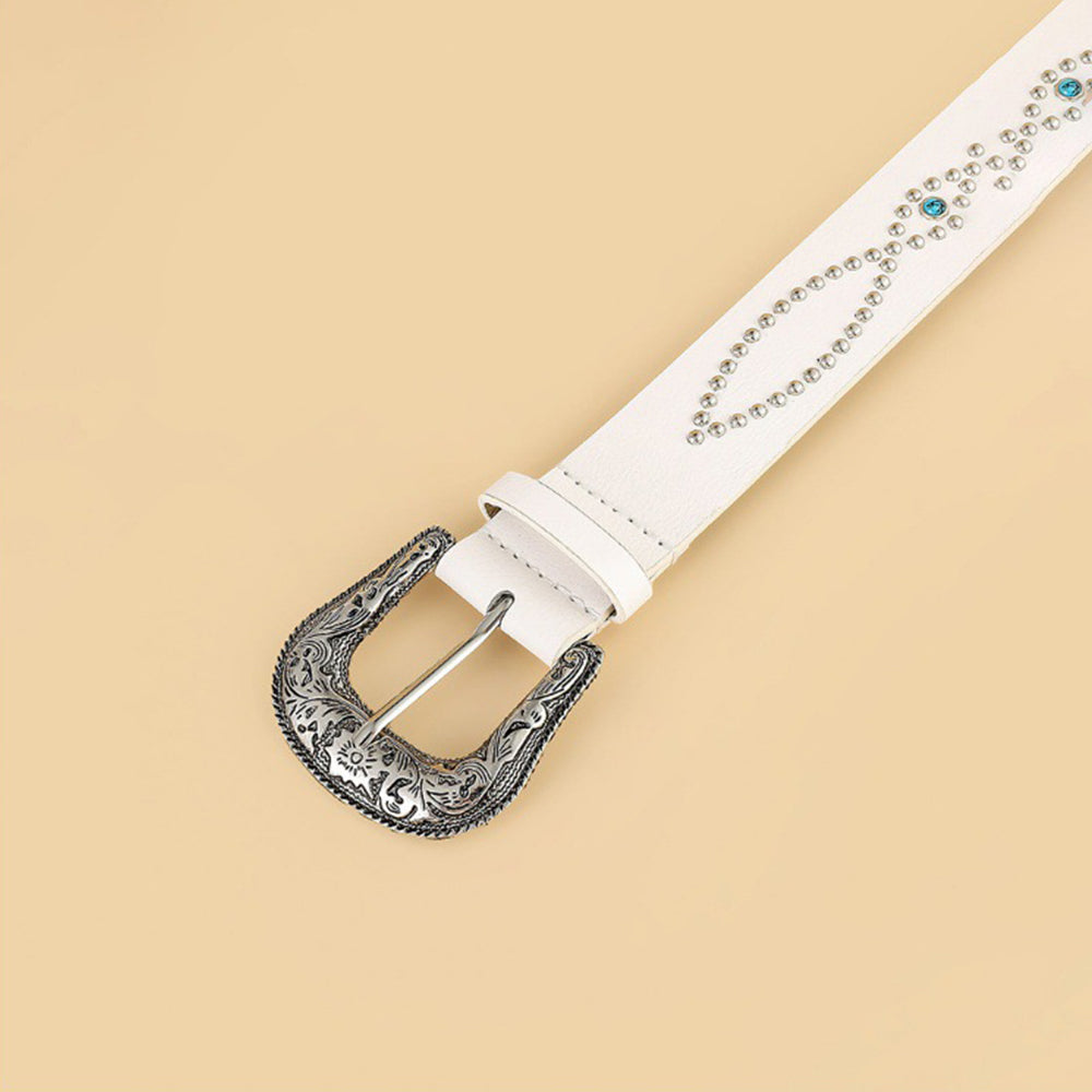 PU Leather Rhinestone Belt - Tippy Jean