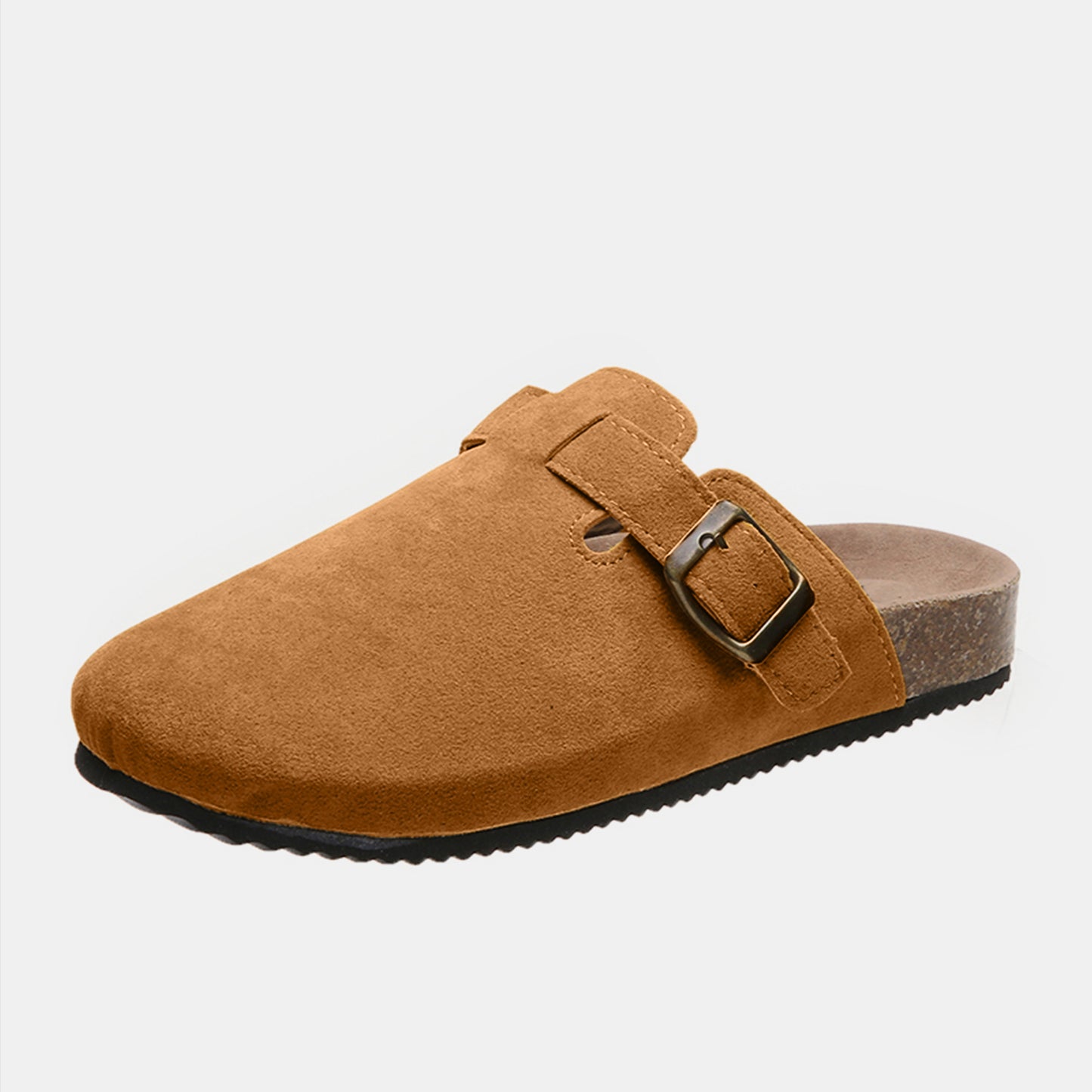 Suede Closed Toe Buckle Slide - Tippy Jean