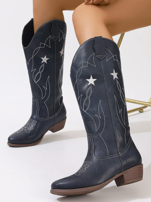 Star Point Toe Block Heel Boots - Tippy Jean