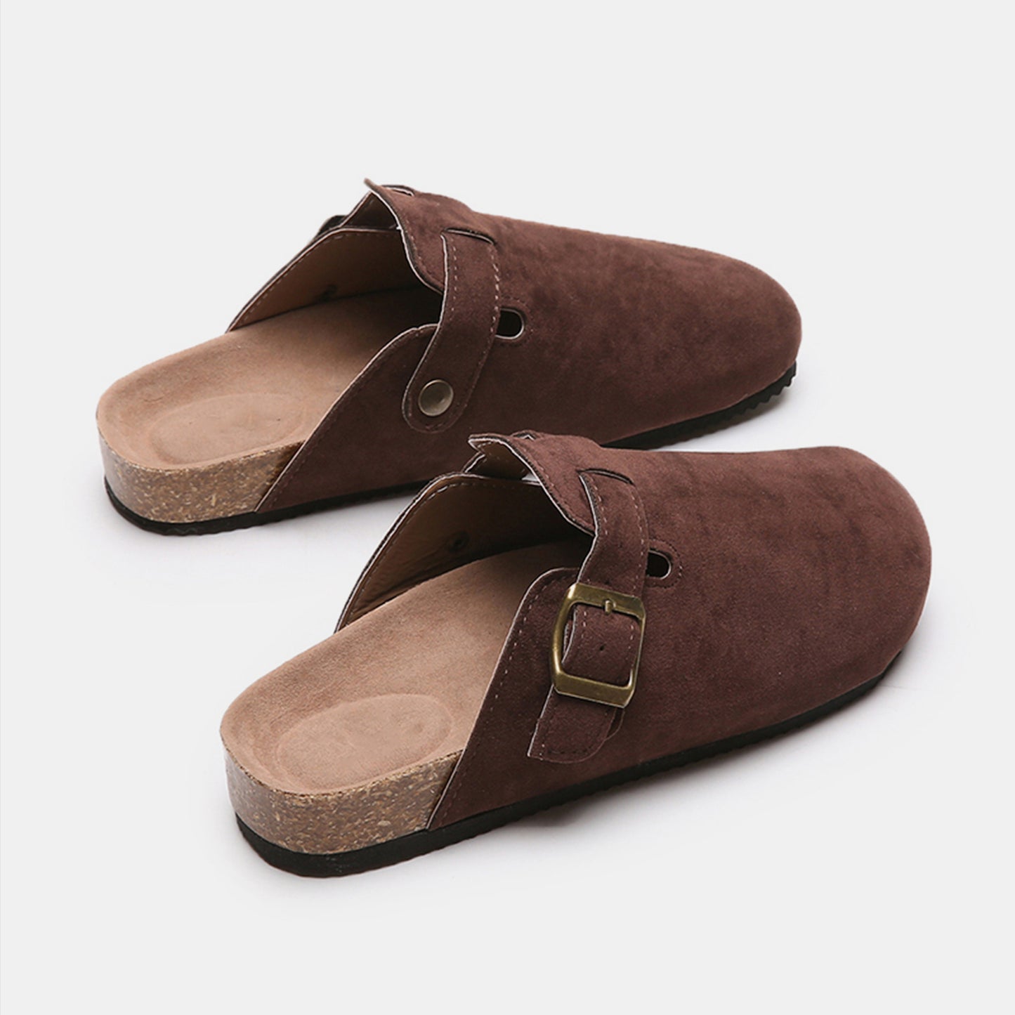 Suede Closed Toe Buckle Slide - Tippy Jean