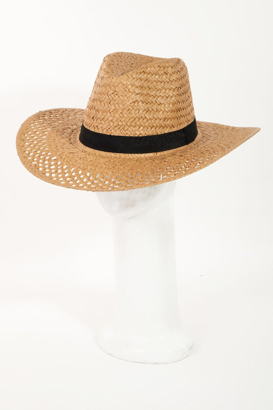 Fame Basket Weave Straw Sun Hat - Tippy Jean