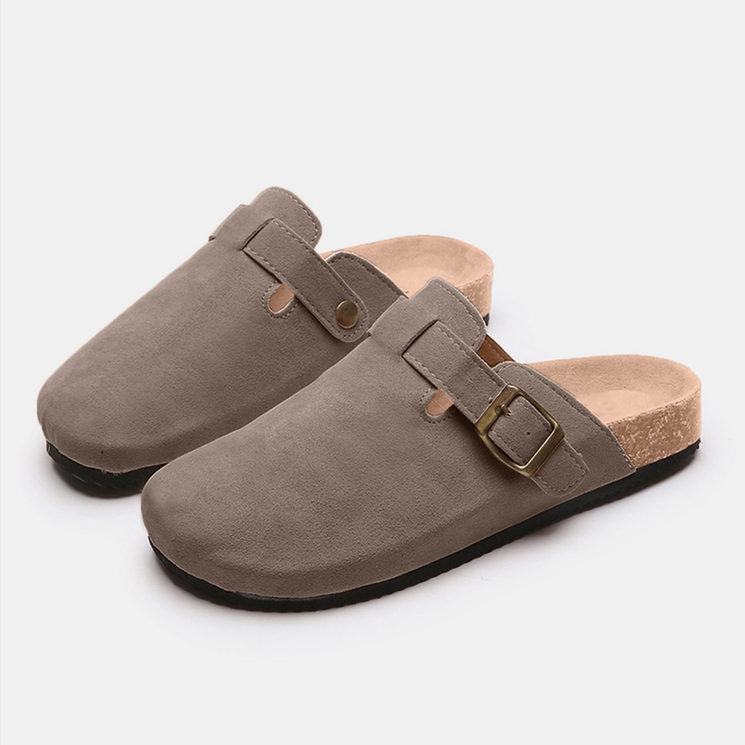 Suede Closed Toe Buckle Slide - Tippy Jean