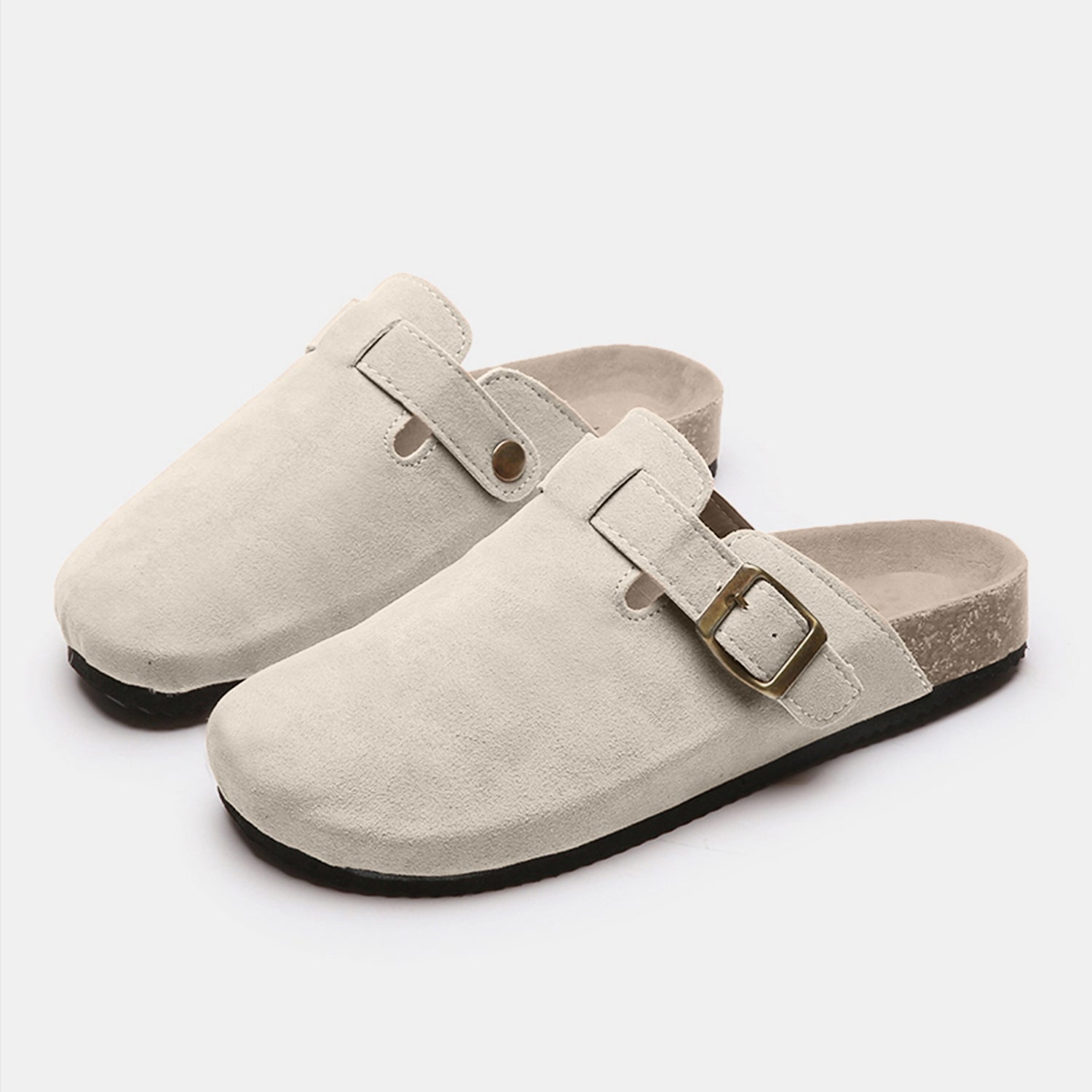 Suede Closed Toe Buckle Slide - Tippy Jean