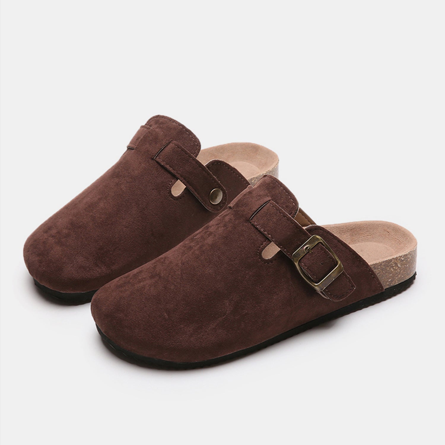 Suede Closed Toe Buckle Slide - Tippy Jean