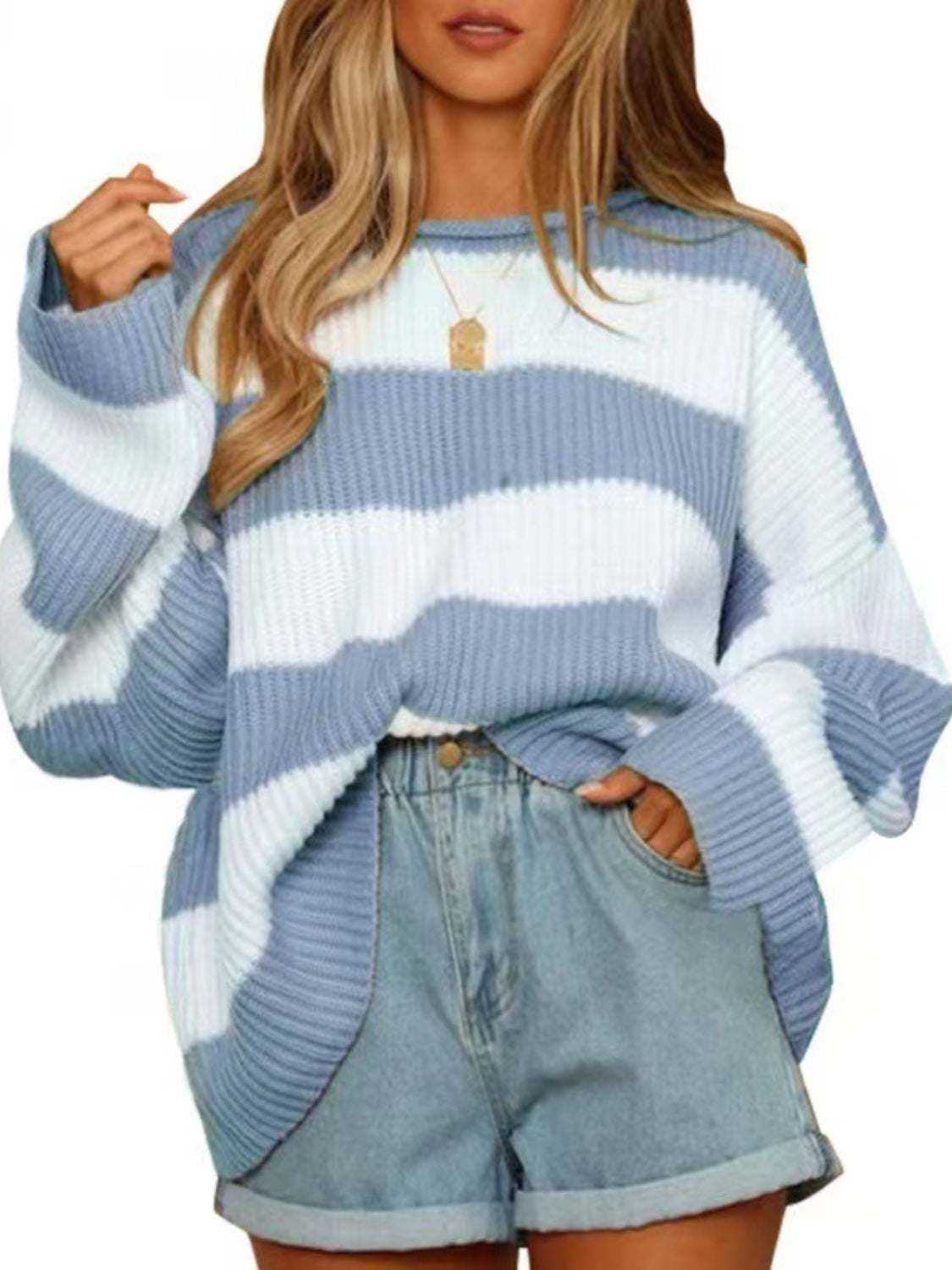 Round Neck Long Sleeve Sweater - Tippy Jean