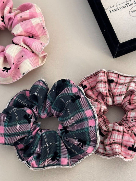 3-Piece Plaid Contrast Elastic Hair Scrunchy - Tippy Jean