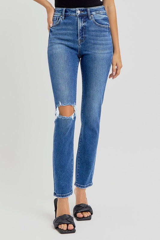 RISEN Full Size High Rise Ankle Skinny Knee Distressed Jeans - Tippy Jean