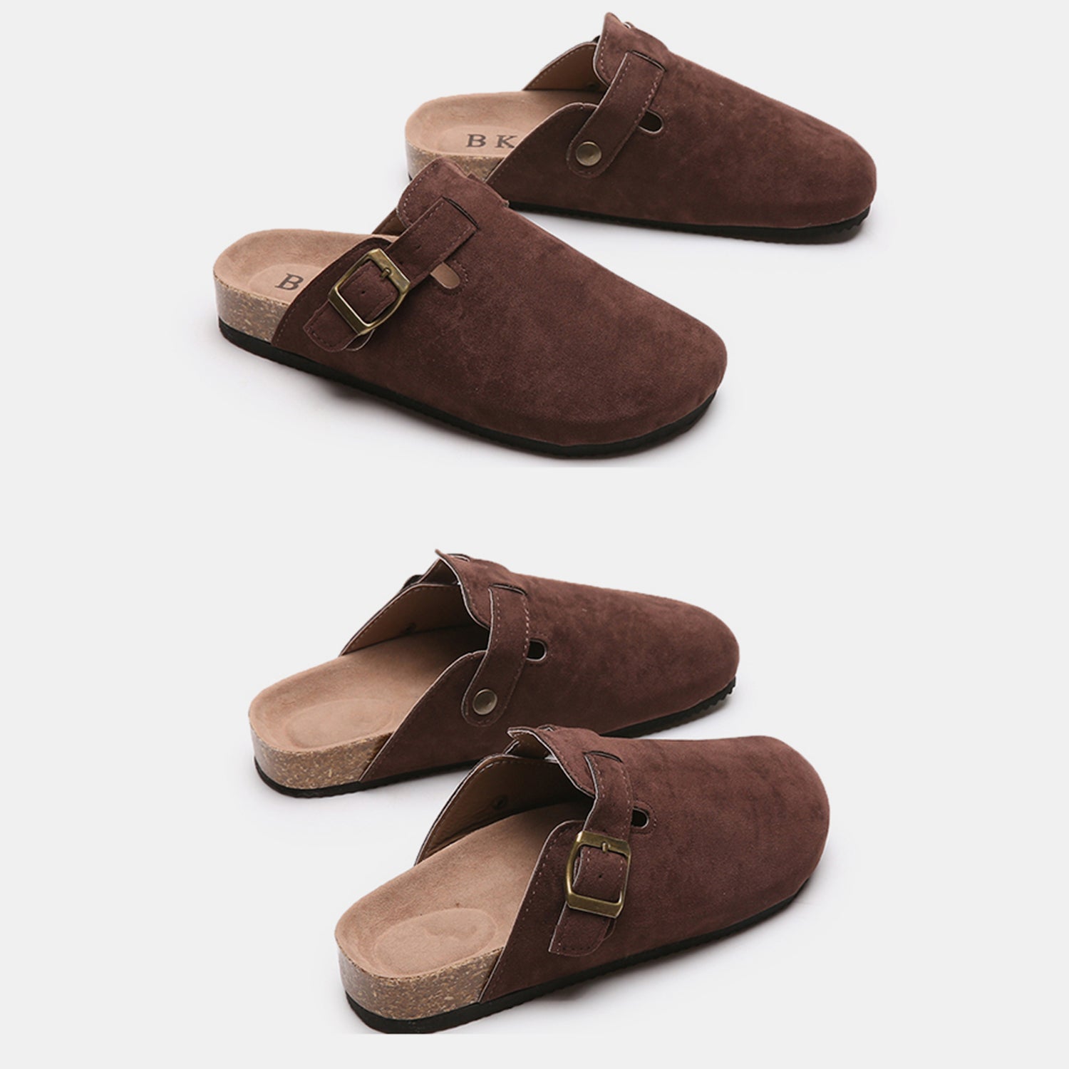 Suede Closed Toe Buckle Slide - Tippy Jean