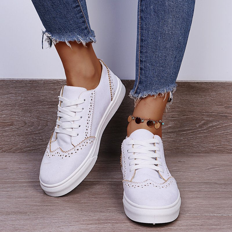 Lace-Up Suedette Flat Sneakers - Tippy Jean