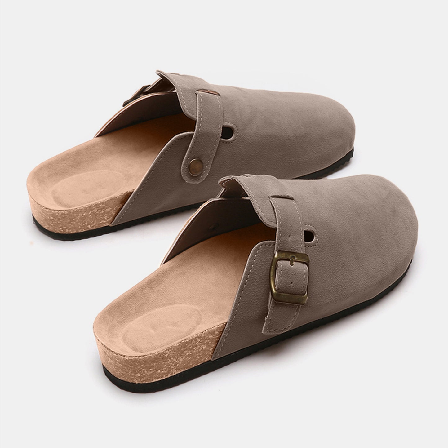 Suede Closed Toe Buckle Slide - Tippy Jean