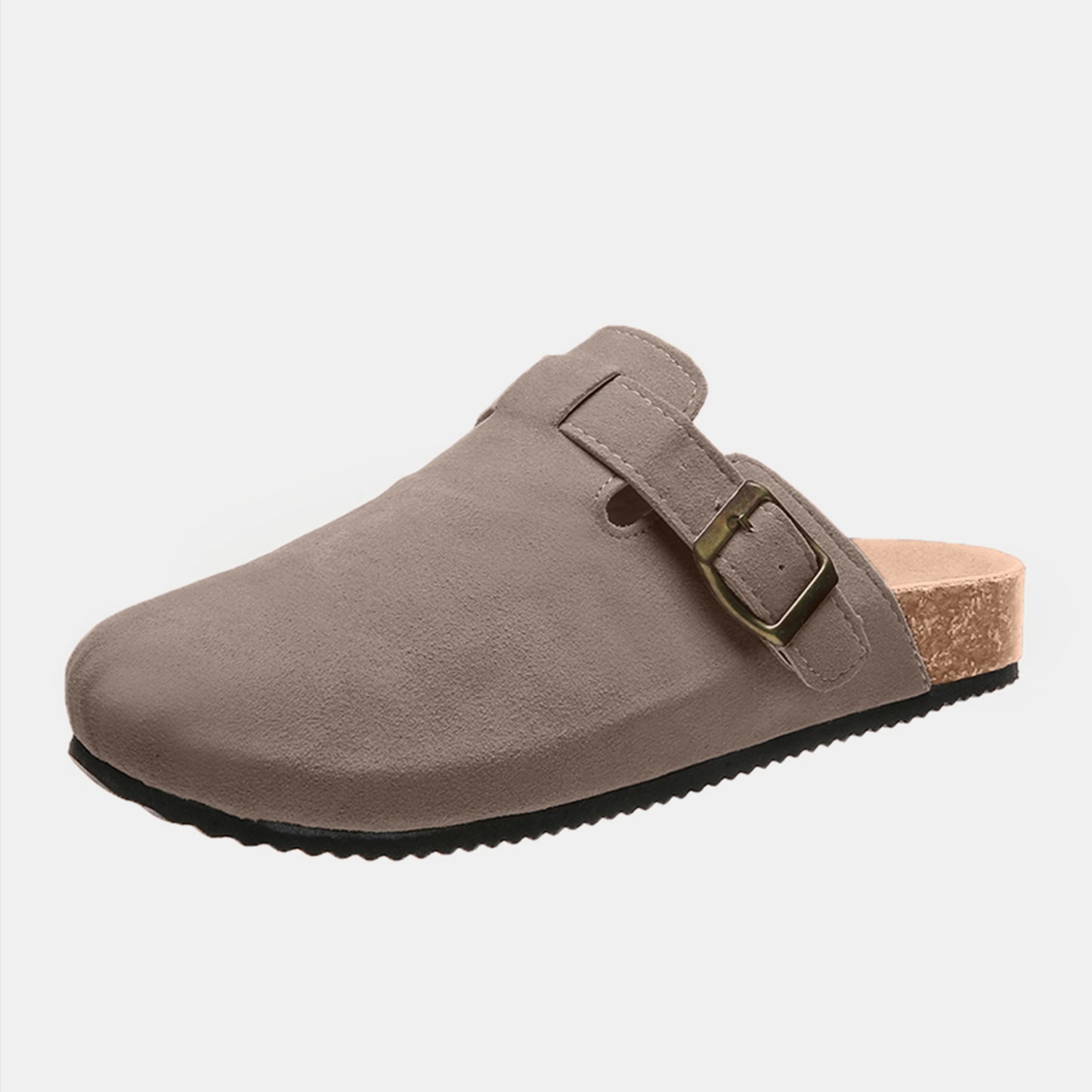 Suede Closed Toe Buckle Slide - Tippy Jean