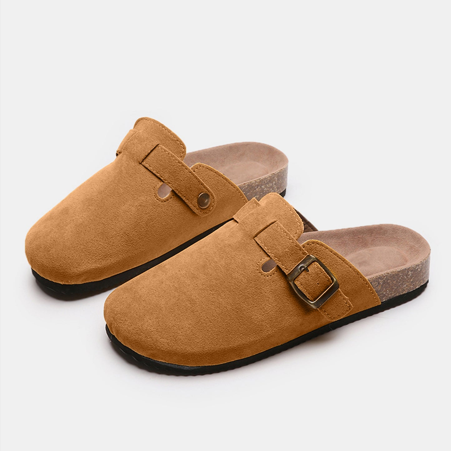 Suede Closed Toe Buckle Slide - Tippy Jean