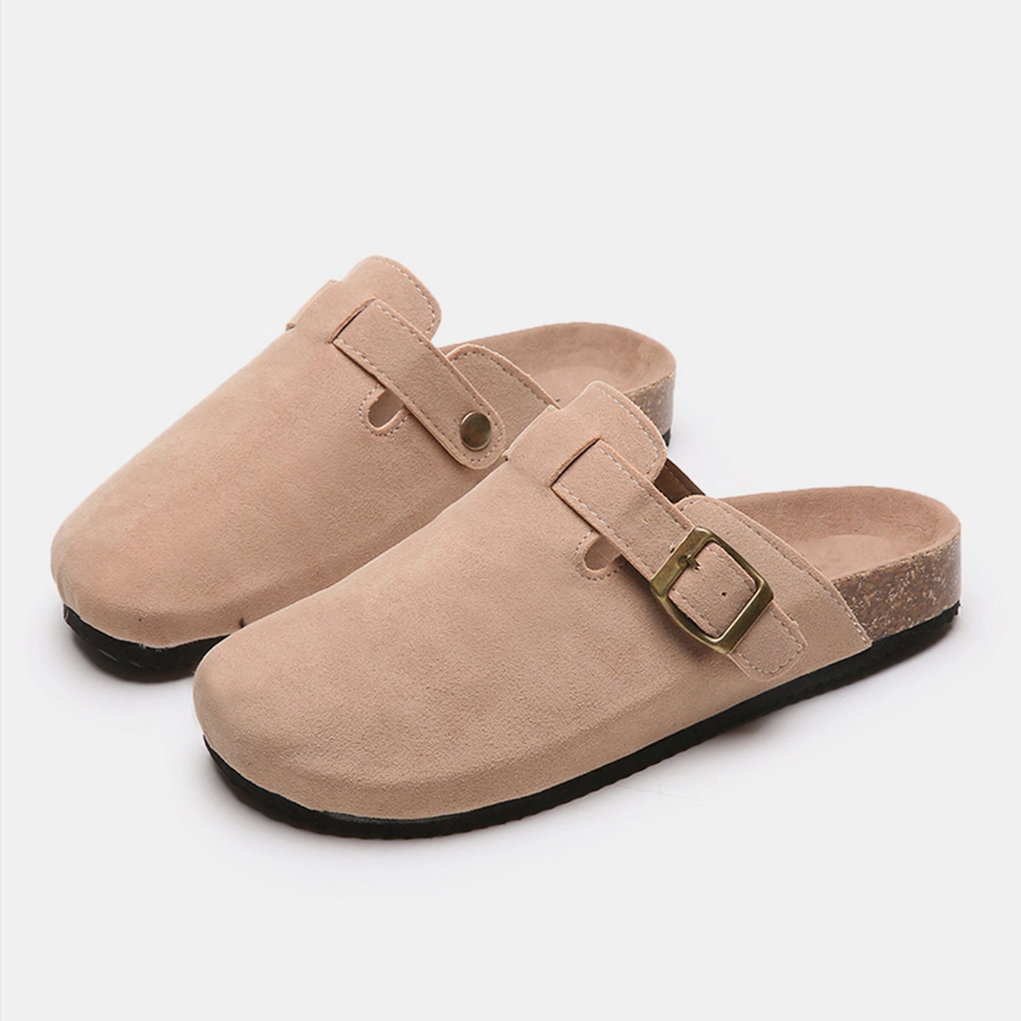 Suede Closed Toe Buckle Slide - Tippy Jean