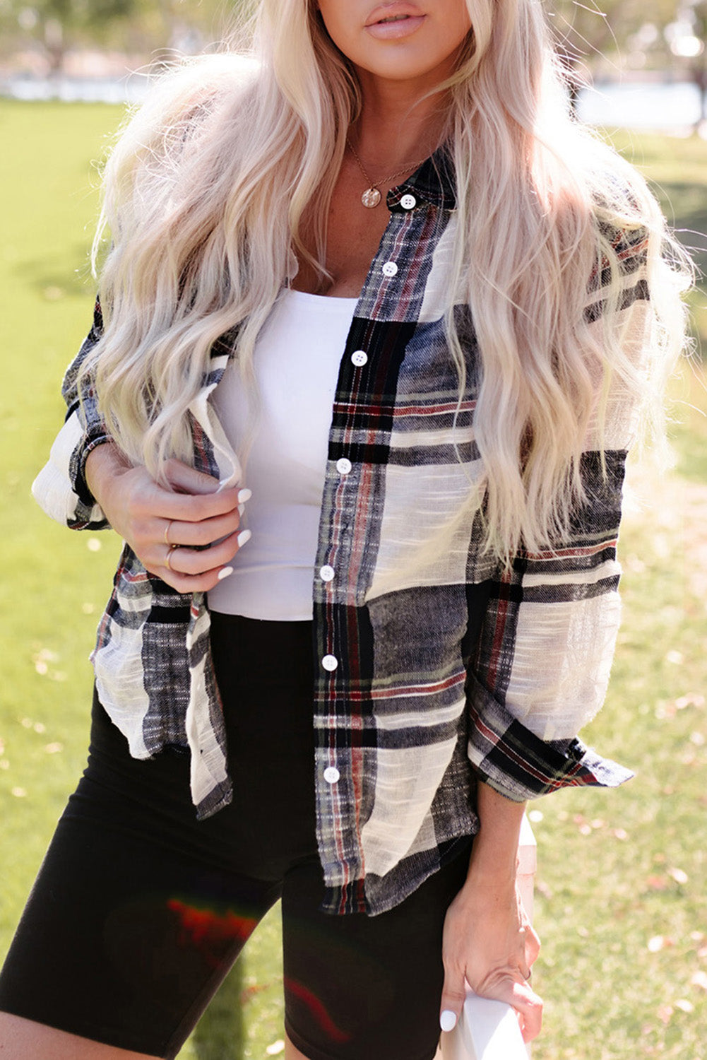 Plaid Button Up Long Sleeve Shirt - Tippy Jean