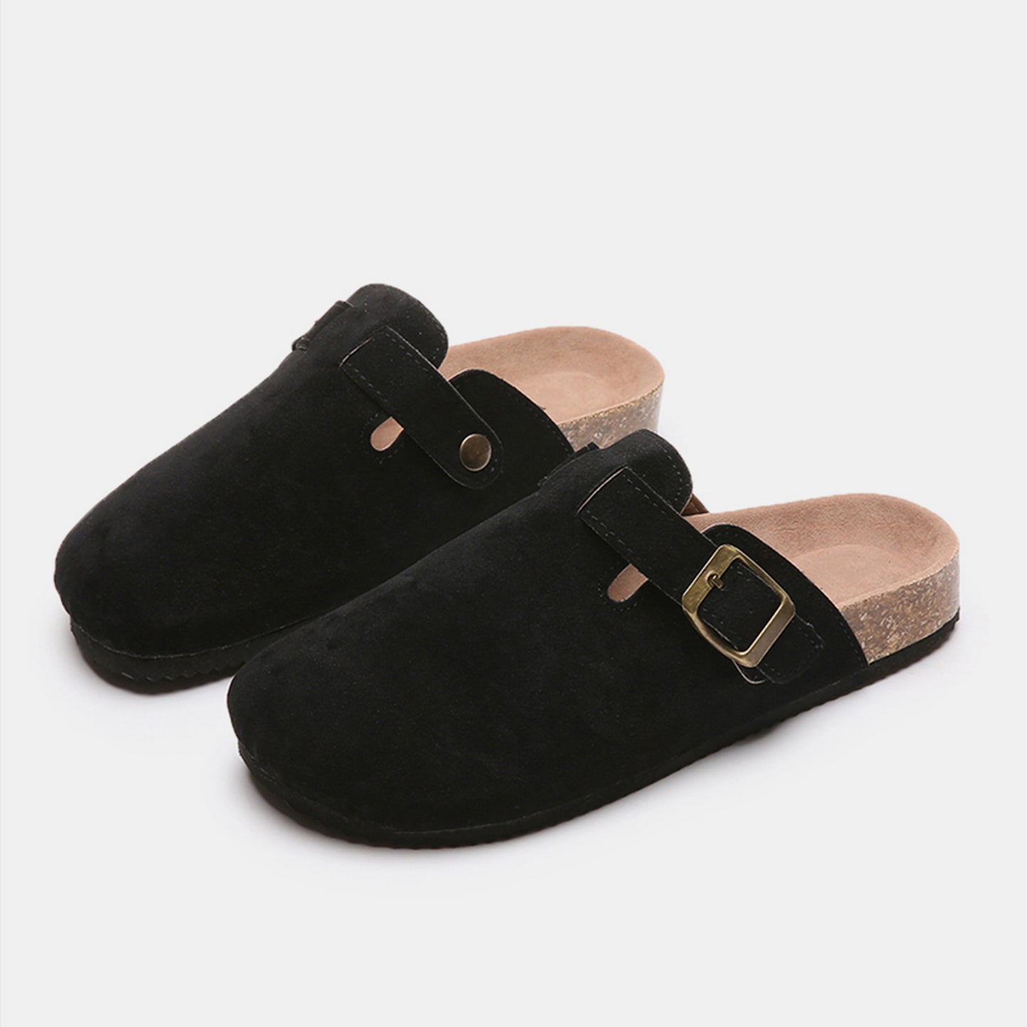 Suede Closed Toe Buckle Slide - Tippy Jean