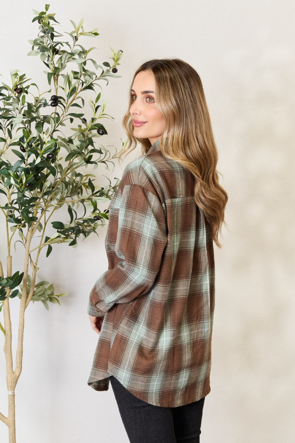 Mandy Plaid Dropped Shoulder Shirt - Tippy Jean