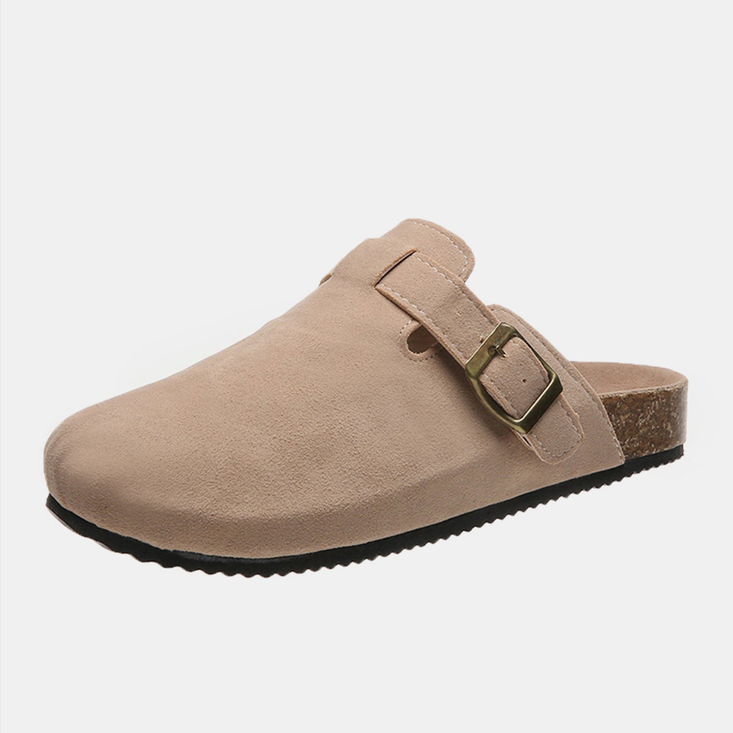 Suede Closed Toe Buckle Slide - Tippy Jean