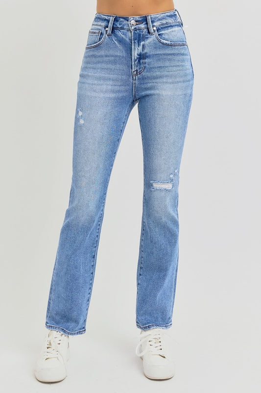 RISEN Full Size Distressed High-Rise Ankle Straight Jeans - Tippy Jean