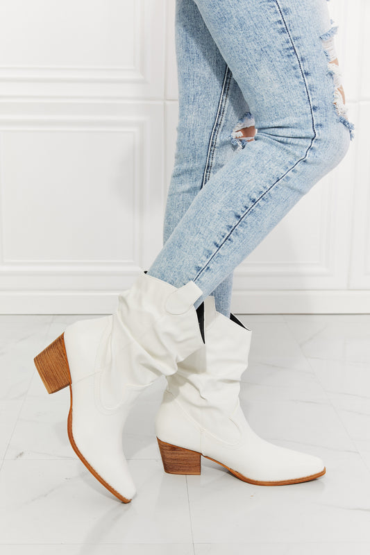 MMShoes Better in Texas Scrunch Cowboy Boots in White - Tippy Jean