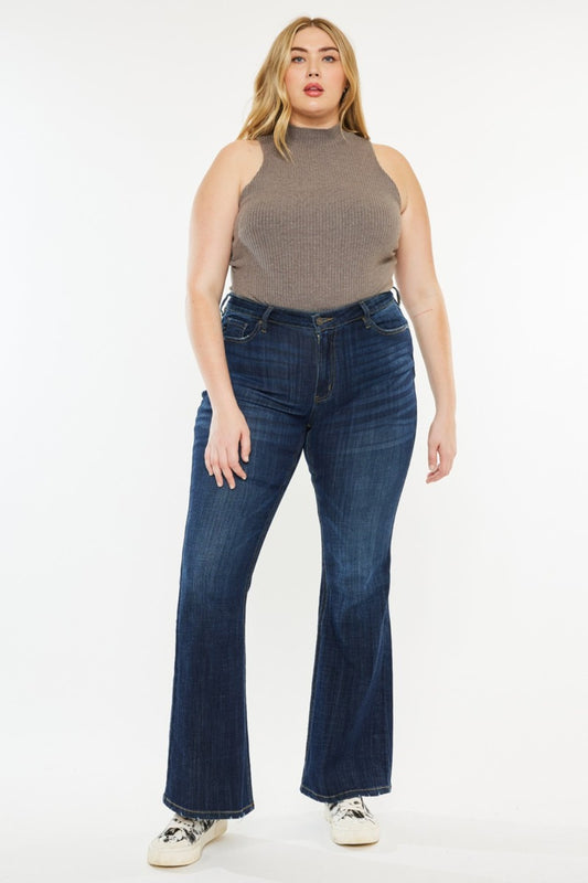 Kancan Full Size Mid Rise Flare Jeans - Tippy Jean