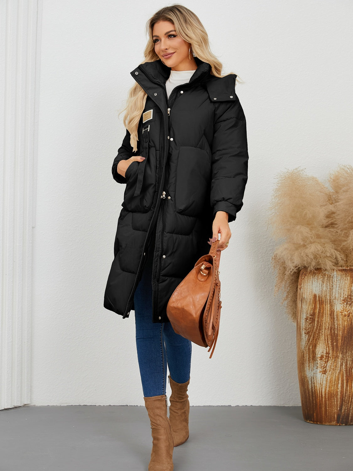 Long Sleeve Longline Hooded Winter Coat - Tippy Jean