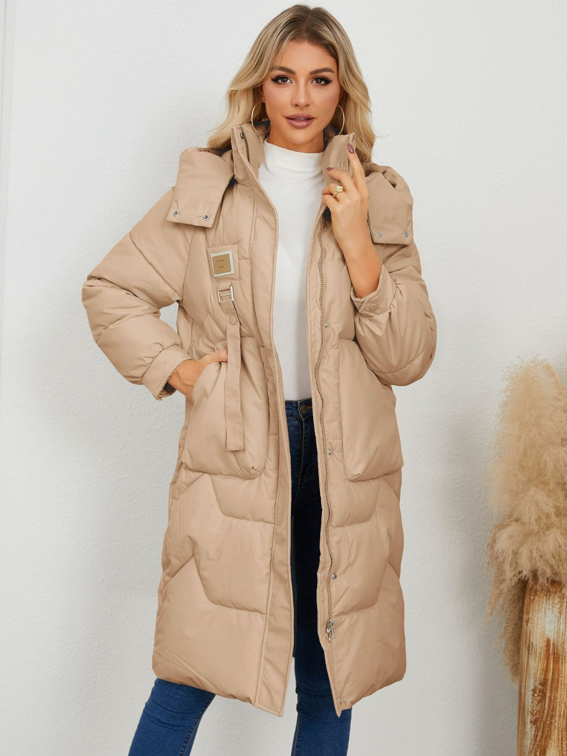 Long Sleeve Longline Hooded Winter Coat - Tippy Jean