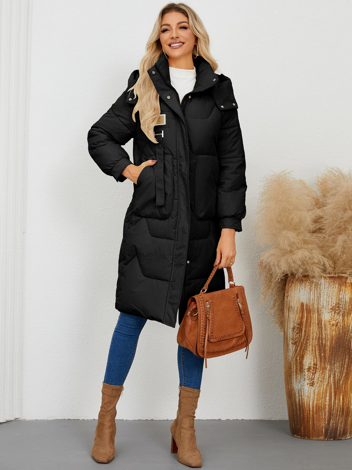 Long Sleeve Longline Hooded Winter Coat - Tippy Jean