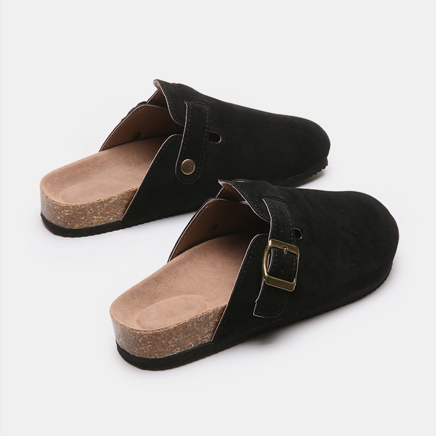 Suede Closed Toe Buckle Slide - Tippy Jean