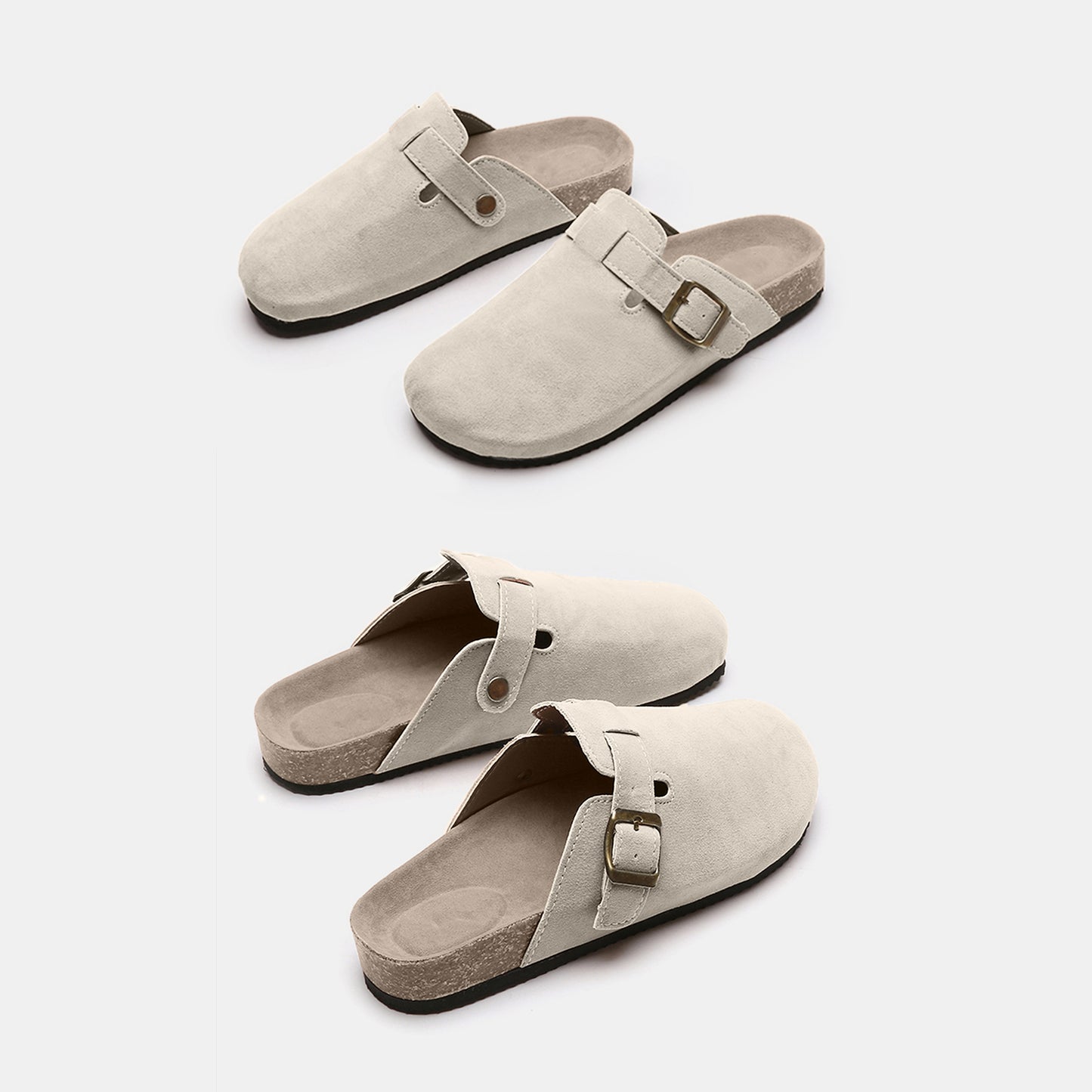 Suede Closed Toe Buckle Slide - Tippy Jean