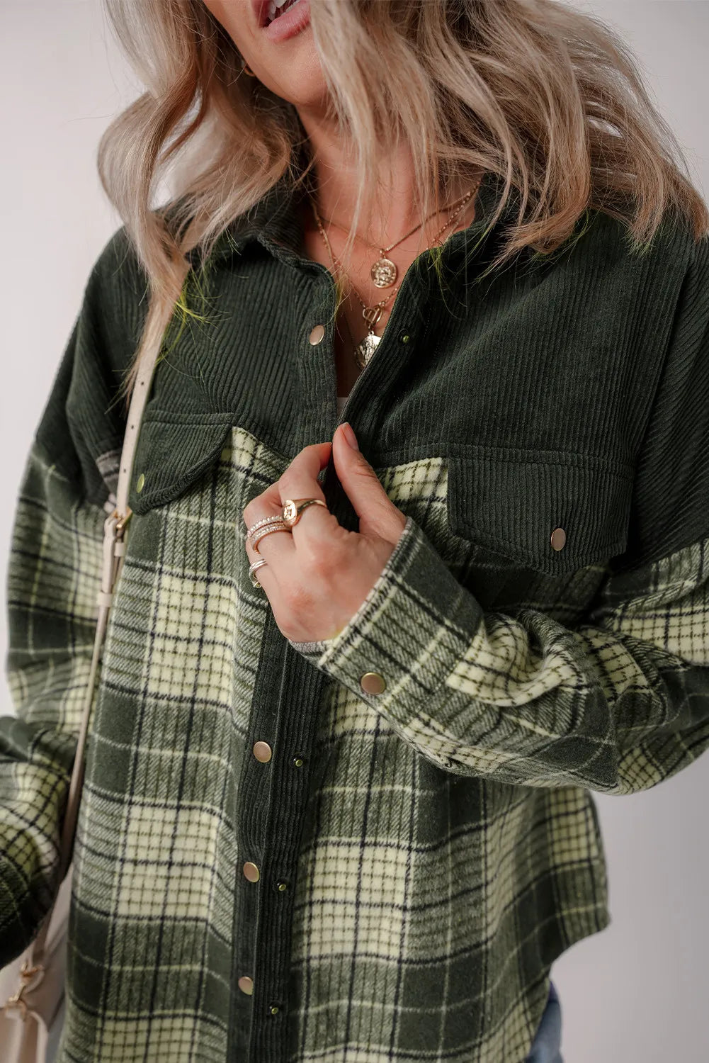 Plaid Button Up Long Sleeve Jacket - Tippy Jean