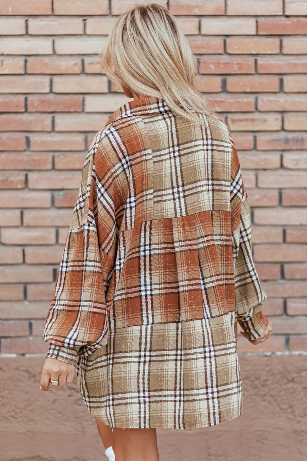 Plaid Snap Down Dropped Shoulder Shacket - Tippy Jean