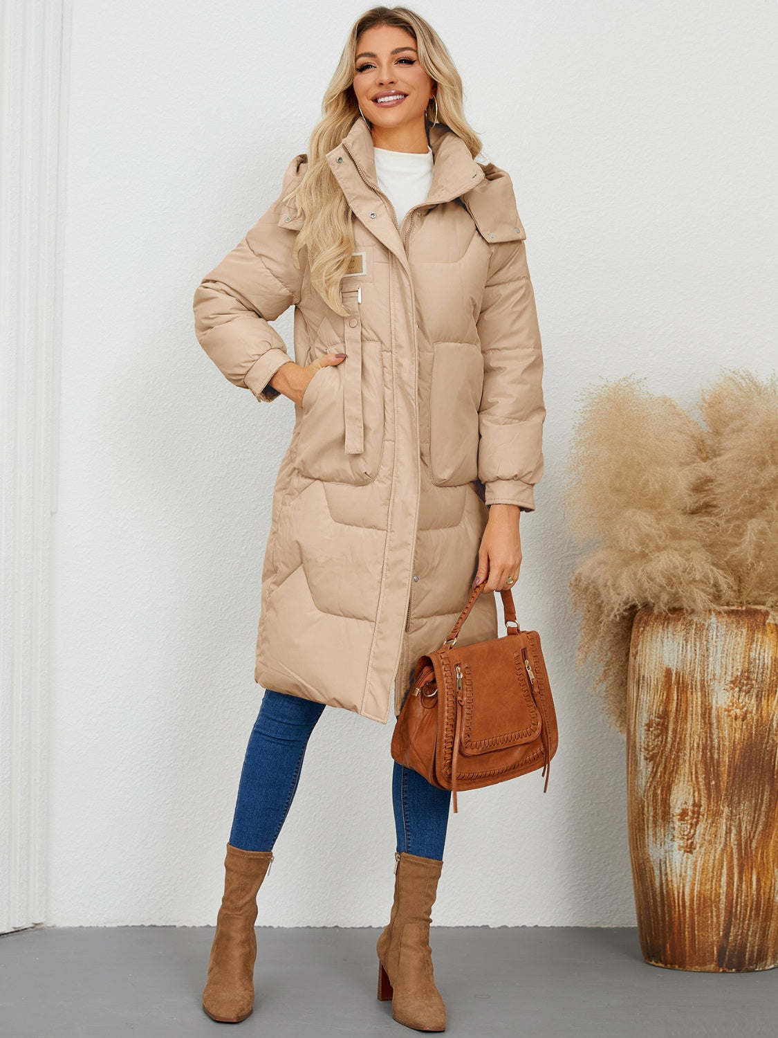 Long Sleeve Longline Hooded Winter Coat - Tippy Jean