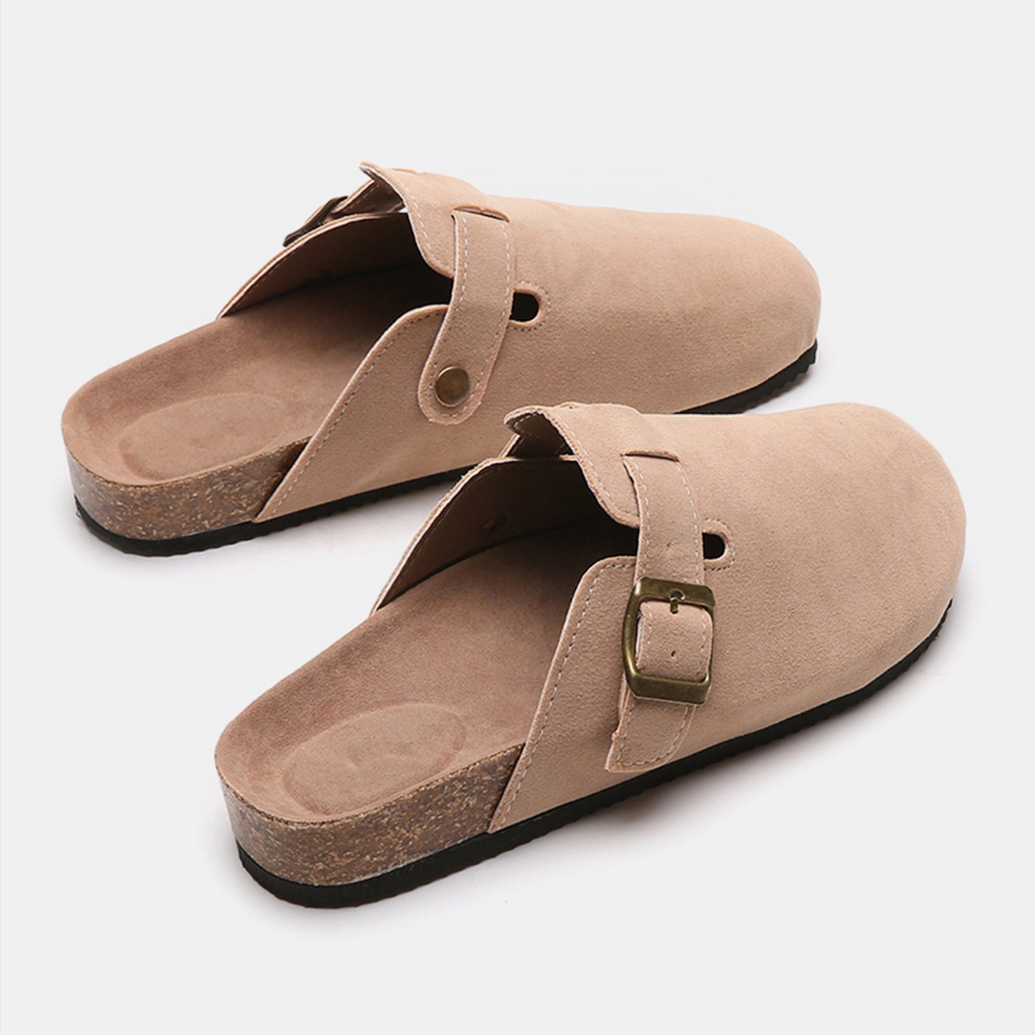 Suede Closed Toe Buckle Slide - Tippy Jean