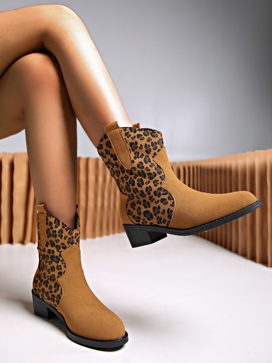 Leopard Suede Block Heel Boots - Tippy Jean