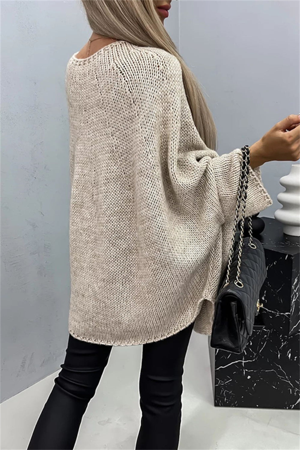 Round Neck Batwing Sleeve Sweater - Tippy Jean