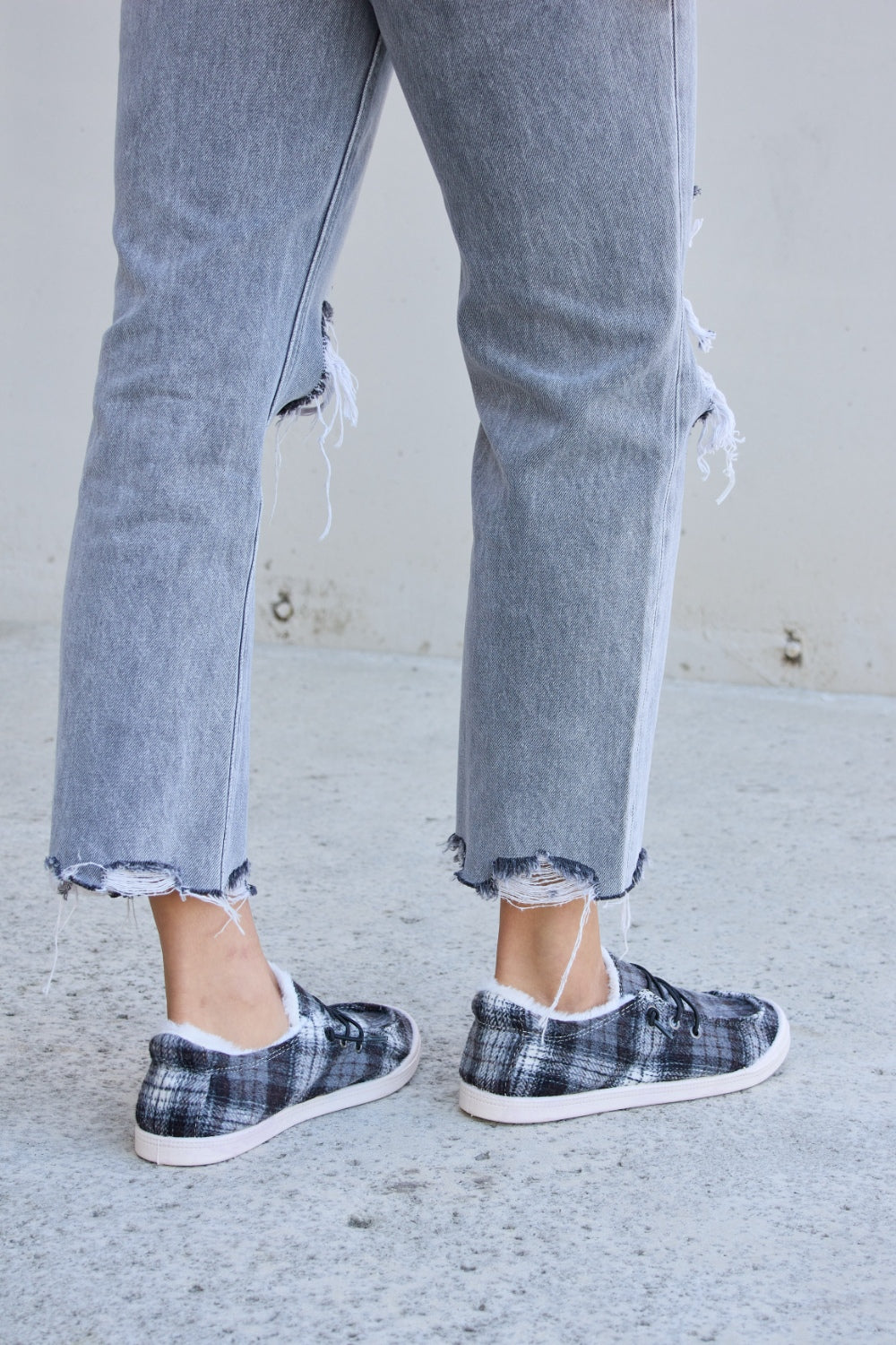 Forever Link Plaid Plush Flat Sneakers - Tippy Jean