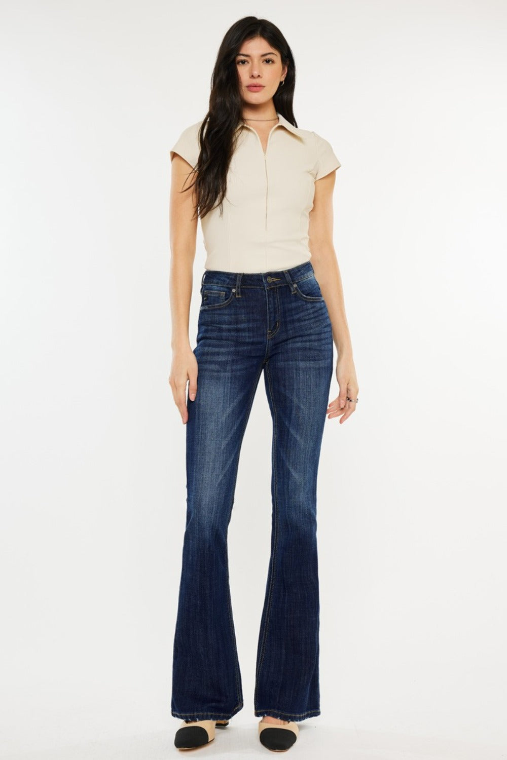 Kancan Full Size Mid Rise Slim Flare Jeans - Tippy Jean