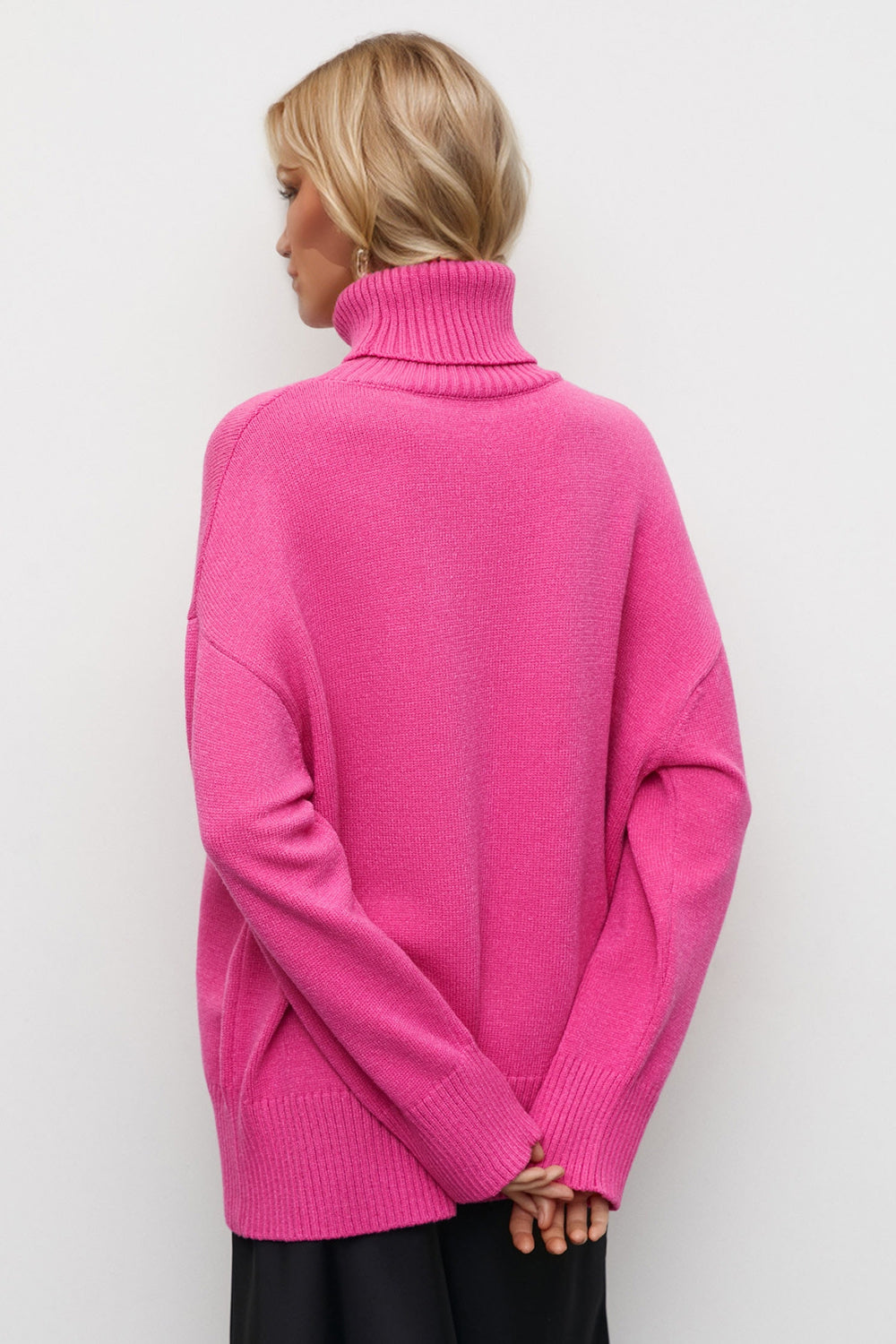 Basic Bae Turtleneck Dropped Shoulder Long Sleeve Sweater