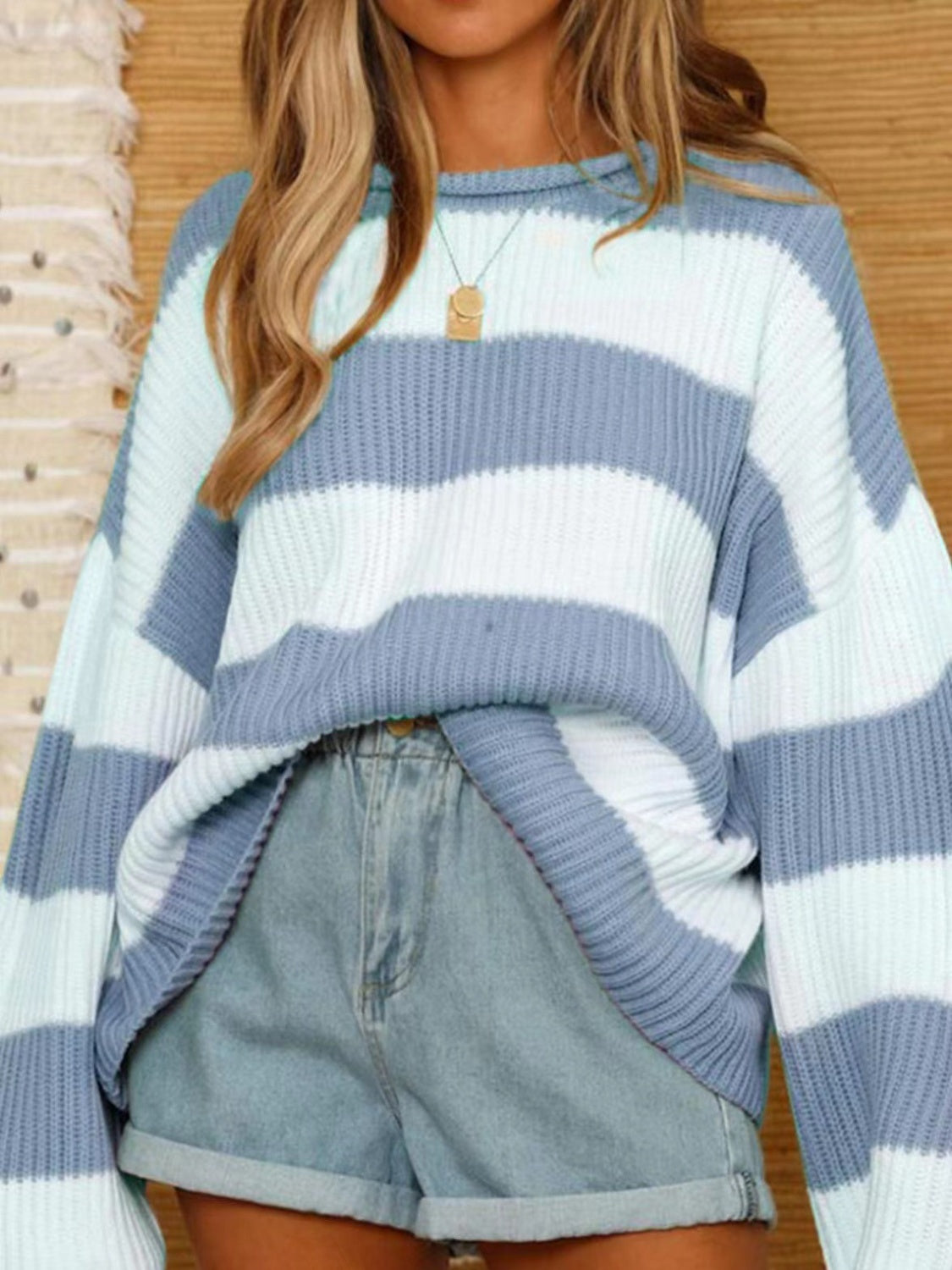 Round Neck Long Sleeve Sweater - Tippy Jean