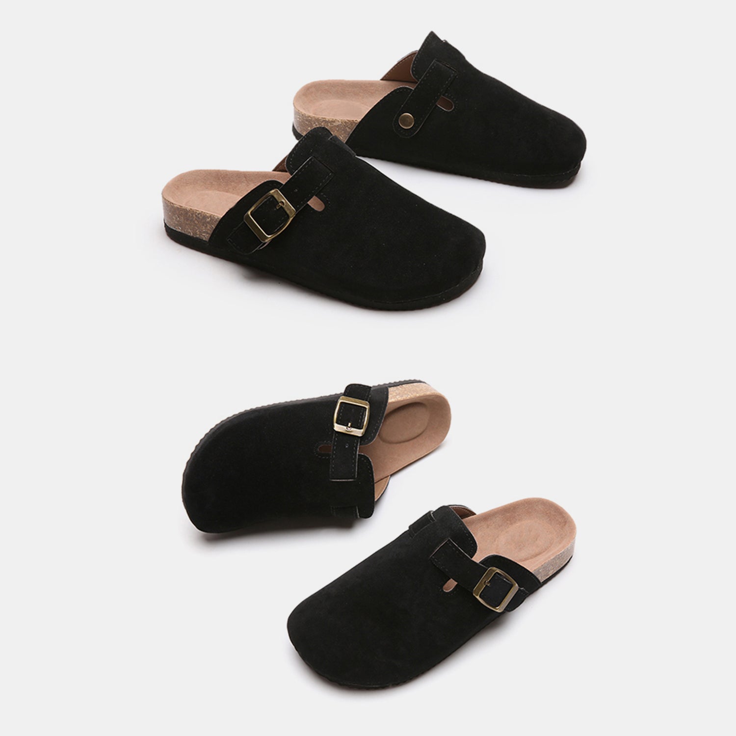 Suede Closed Toe Buckle Slide - Tippy Jean